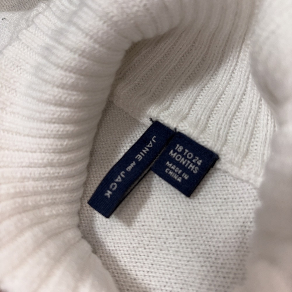 Boys Janie And Jack White Blue Yellow Striped Pullover Shawl Sweater Sz 18-24 Mo - Picture 4 of 7